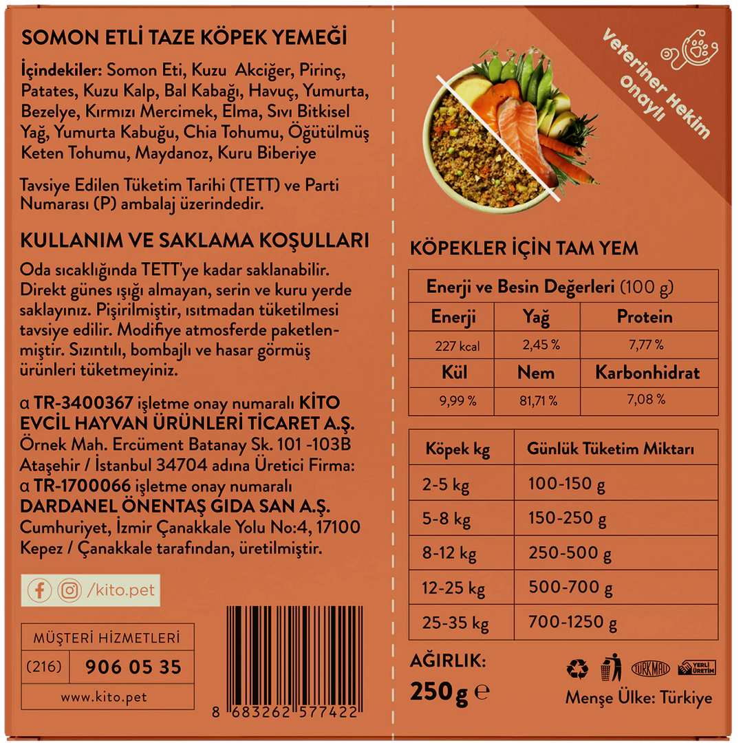 Kito Fresh Somon Etli Köpek Yemeği 250 Gr