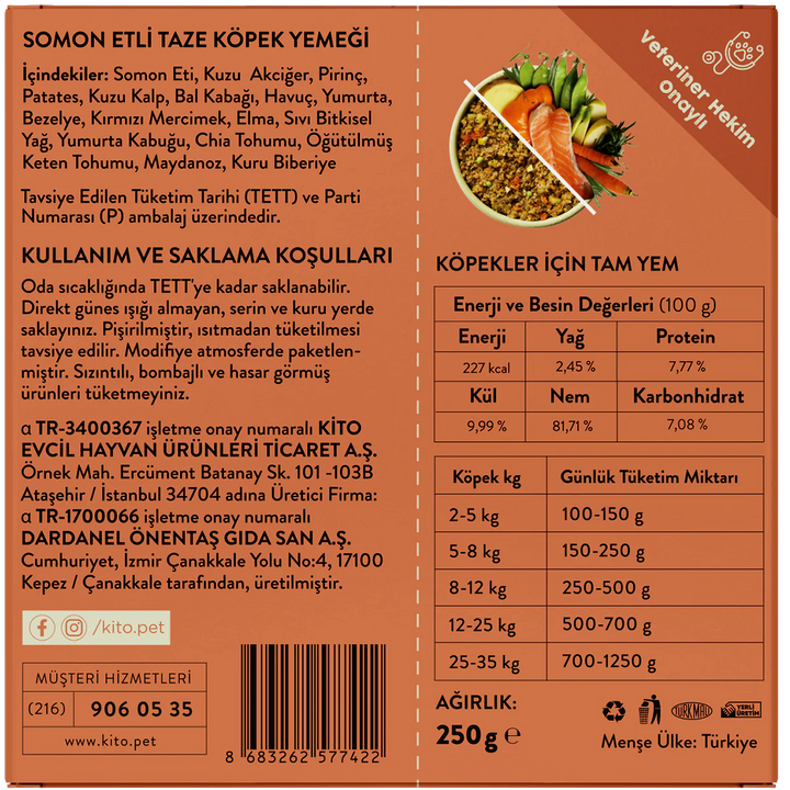 Kito Fresh Somon Etli Köpek Yemeği 250 Gr